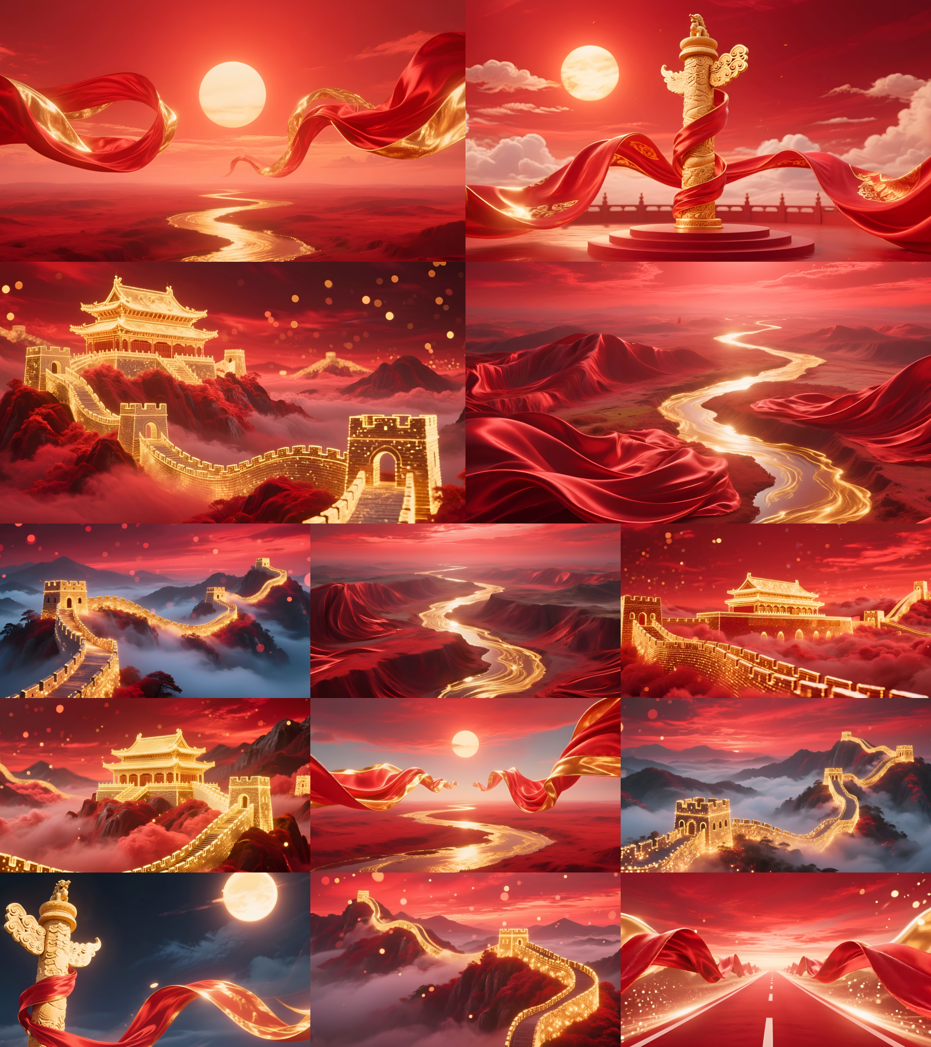 爱国主题诗歌朗诵演讲演出红歌LED超宽屏背景视频素材