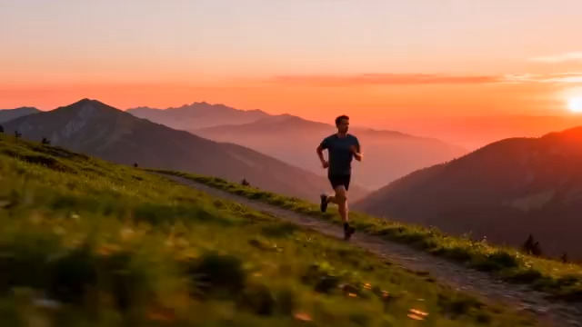  山间晨跑迎日出1661#横屏 	 