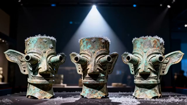  三星堆青铜面具灯光秀1563#横屏 	 