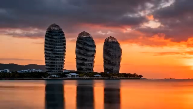  三亚凤凰岛日落延时1567#横屏 	 