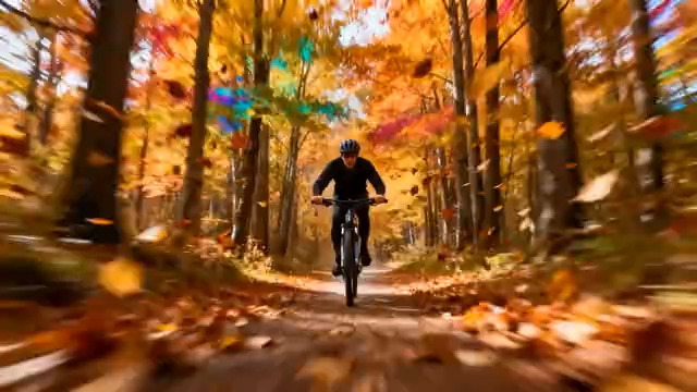  秋日林间山地车骑行1484#横屏 	 