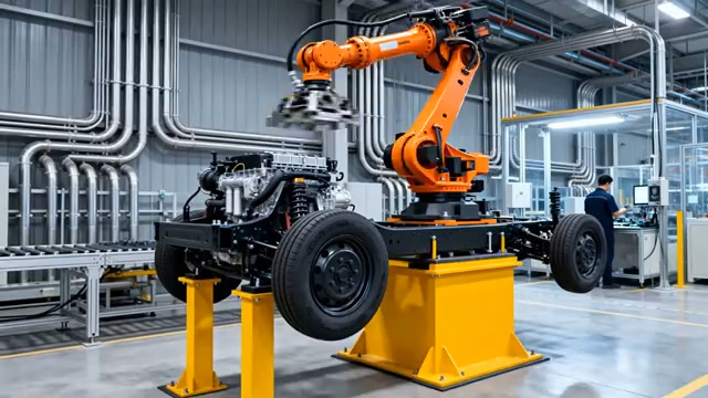  汽车工厂机械臂装配零件1425#横屏 	 