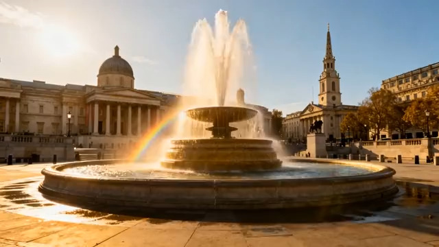  欧式建筑广场喷泉1406#横屏 	 