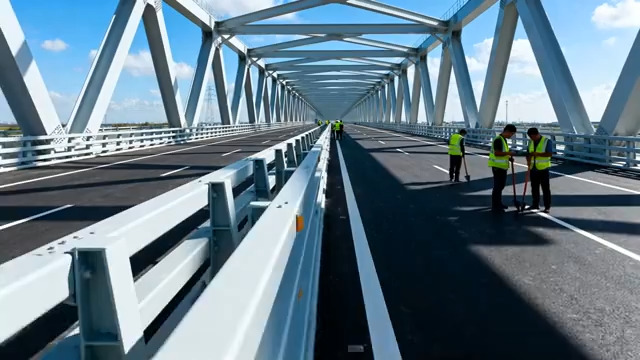  桥梁建设工人作业场景1438#横屏 	 