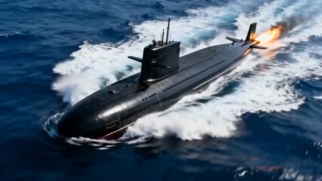  潜艇海上航行发射瞬间1435#横屏 	 