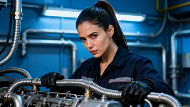  女工程师操作机械管道1385#横屏 	 