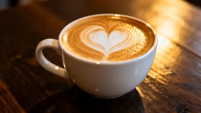  暖心拿铁拉花特写1383#横屏 	 