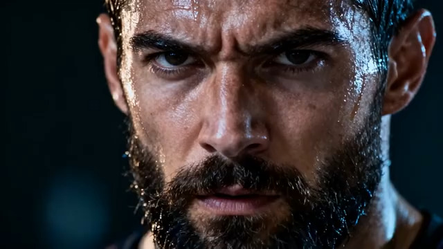  男性坚毅眼神特写1362#横屏 	 