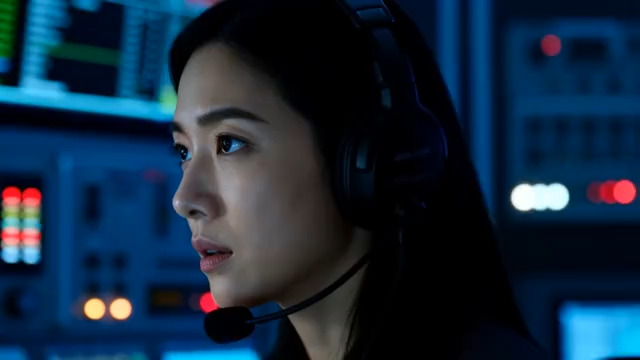  女操作员监控室工作1384#横屏 	 