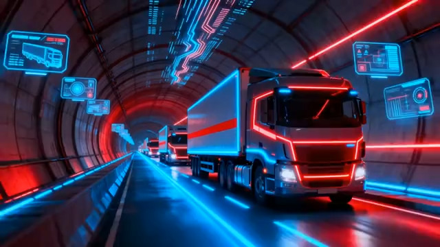  霓虹隧道中的未来卡车1375#横屏 	 -