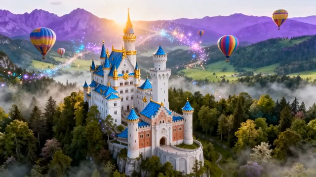  梦幻城堡与热气球1311#横屏 	 