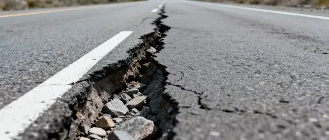  路面断裂灾害现场1267#横屏 	 