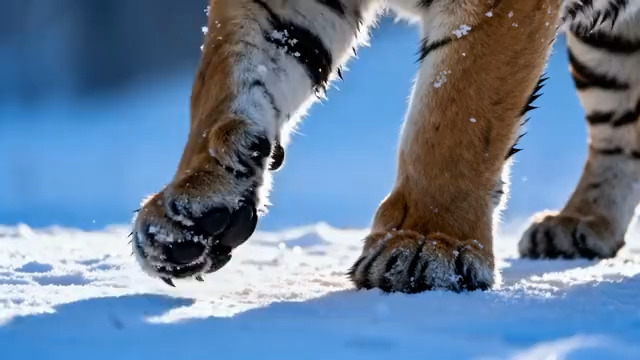  老虎雪地行走特写1222#横屏 	 
