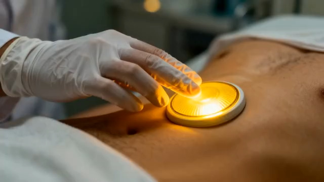  理疗师操作艾灸仪器1249#横屏 	 