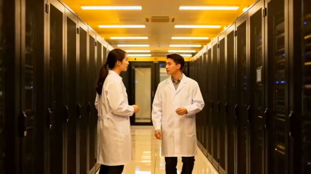  科研人员在数据中心交流1138#横屏 	 