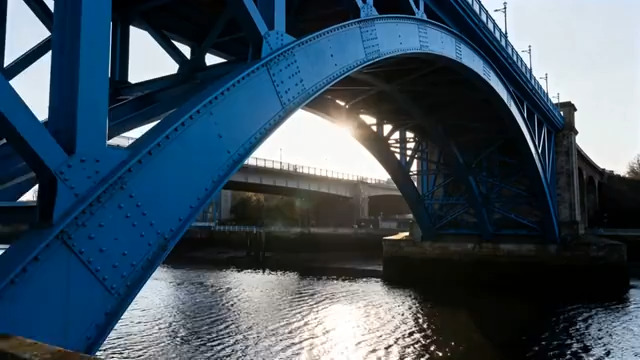  蓝色拱桥逆光剪影1173#横屏 	 