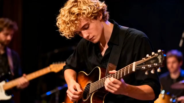  卷发男子舞台弹1079#横屏 	 