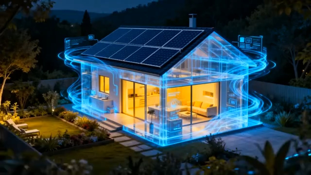  科技感智能小屋夜景1120#横屏 	 