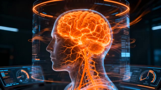  科技感大脑神经元动画1100#横屏 	 -