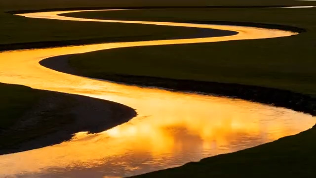  金色河流蜿蜒流淌1008#横屏 	 