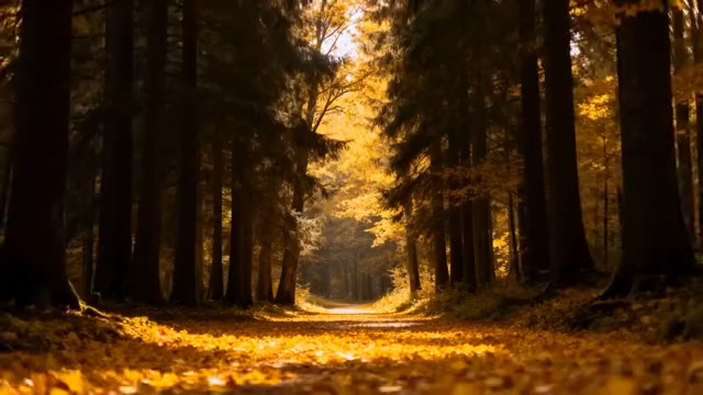  金色落叶森林漫步1017#横屏 	 