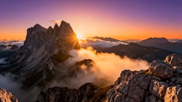  金色日出云海山峰1027#横屏 	 -