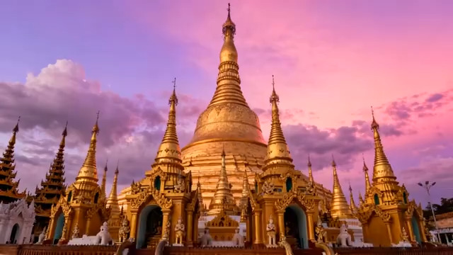  金色佛塔日落延时999#横屏 	 