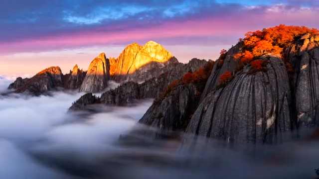  金色山峰云海日出1035#横屏 	 