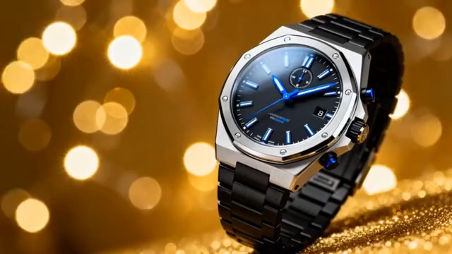  金色背景男士手表特写988#横屏 	 