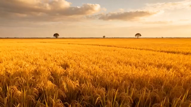  金色麦田夕阳风景24011021#横屏 	 