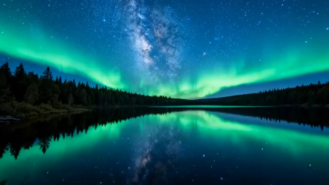  极光银河湖面倒影930#横屏 	 