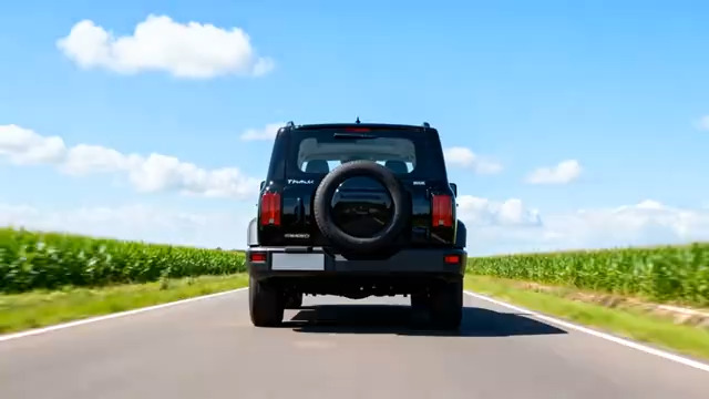  黑色越野车乡间公路行驶788#横屏 	 