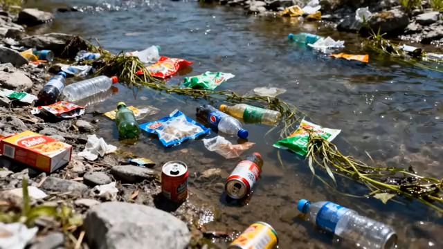  河道垃圾污染实拍772#横屏 	 