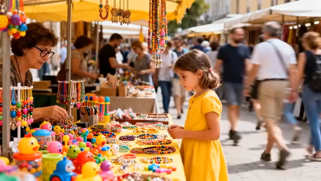  集市小女孩挑选饰品933#横屏 	 