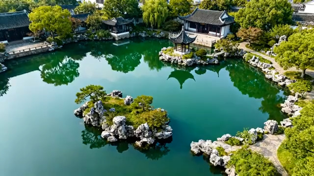  江南园林航拍美景956#横屏 	 