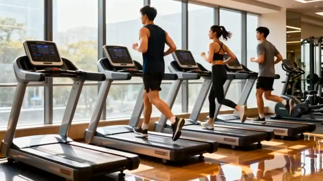  健身房多人跑步机跑步940#横屏 	 -