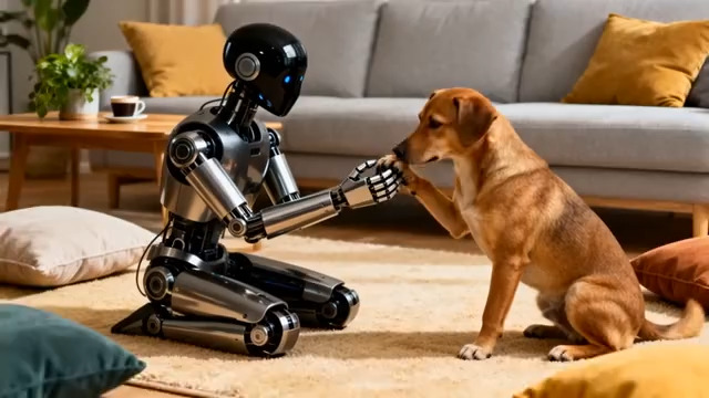  机器人与小狗握手互动918#横屏 	 -