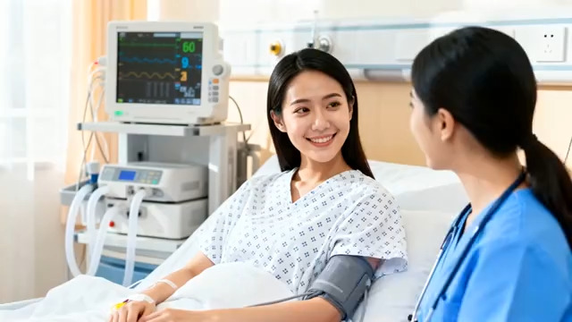  护士为女患者测量血压864#横屏 	 