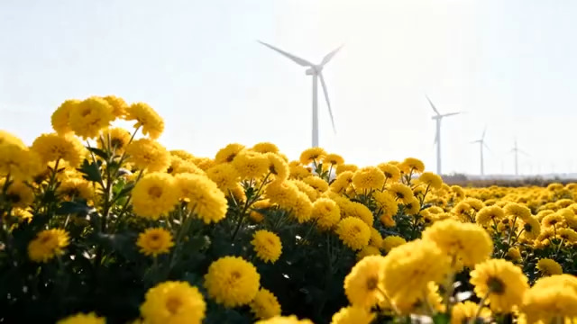  花海风车自然风景866#横屏 	 -