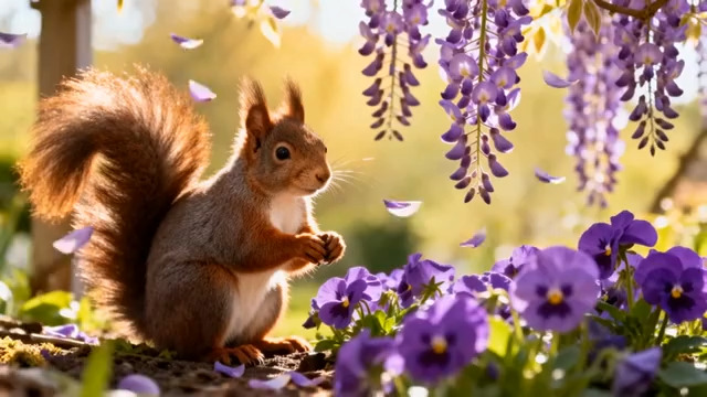  花丛中的小松鼠865#横屏 	 