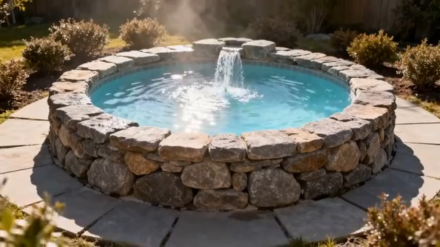  户外温泉池流水景观862#横屏 	 