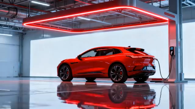  红色电动车充电场景809#横屏 	 