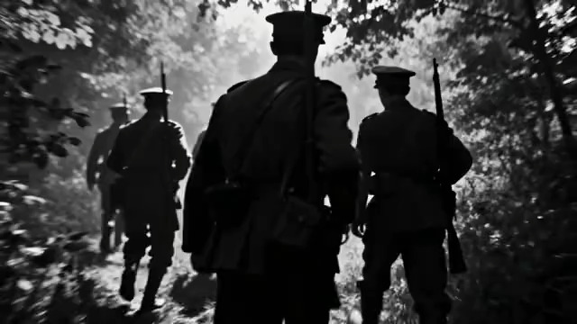  黑白士兵行军778#横屏 	 