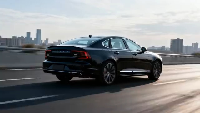  黑色轿车城市道路行驶782#横屏 	 