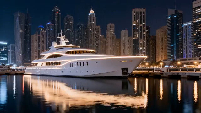  豪华游艇 城市夜景769#横屏 	 