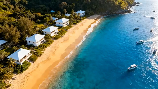  航拍海岛度假沙滩风光709#横屏 	 