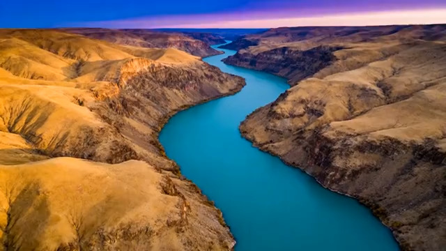  航拍河流峡谷风光717#横屏 	 -