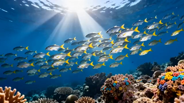  海底鱼群珊瑚礁625#横屏 	 