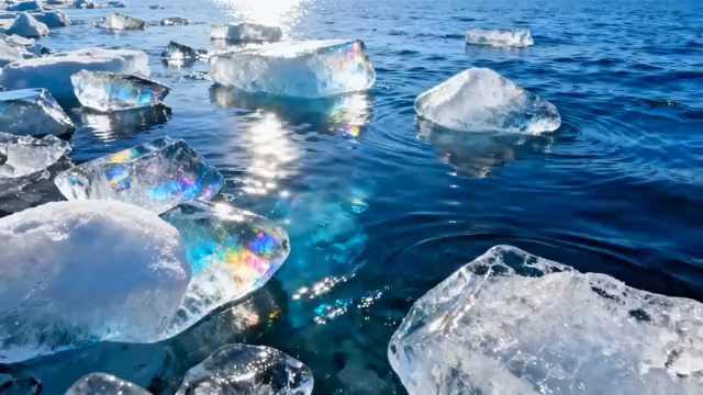  海面漂浮冰块特写637#横屏 	 -