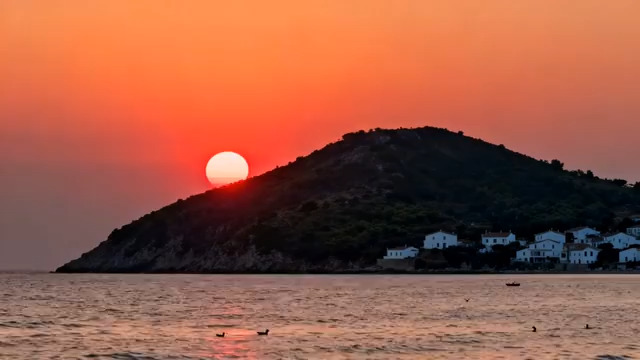  海岛日落绝美延时599#横屏 	 